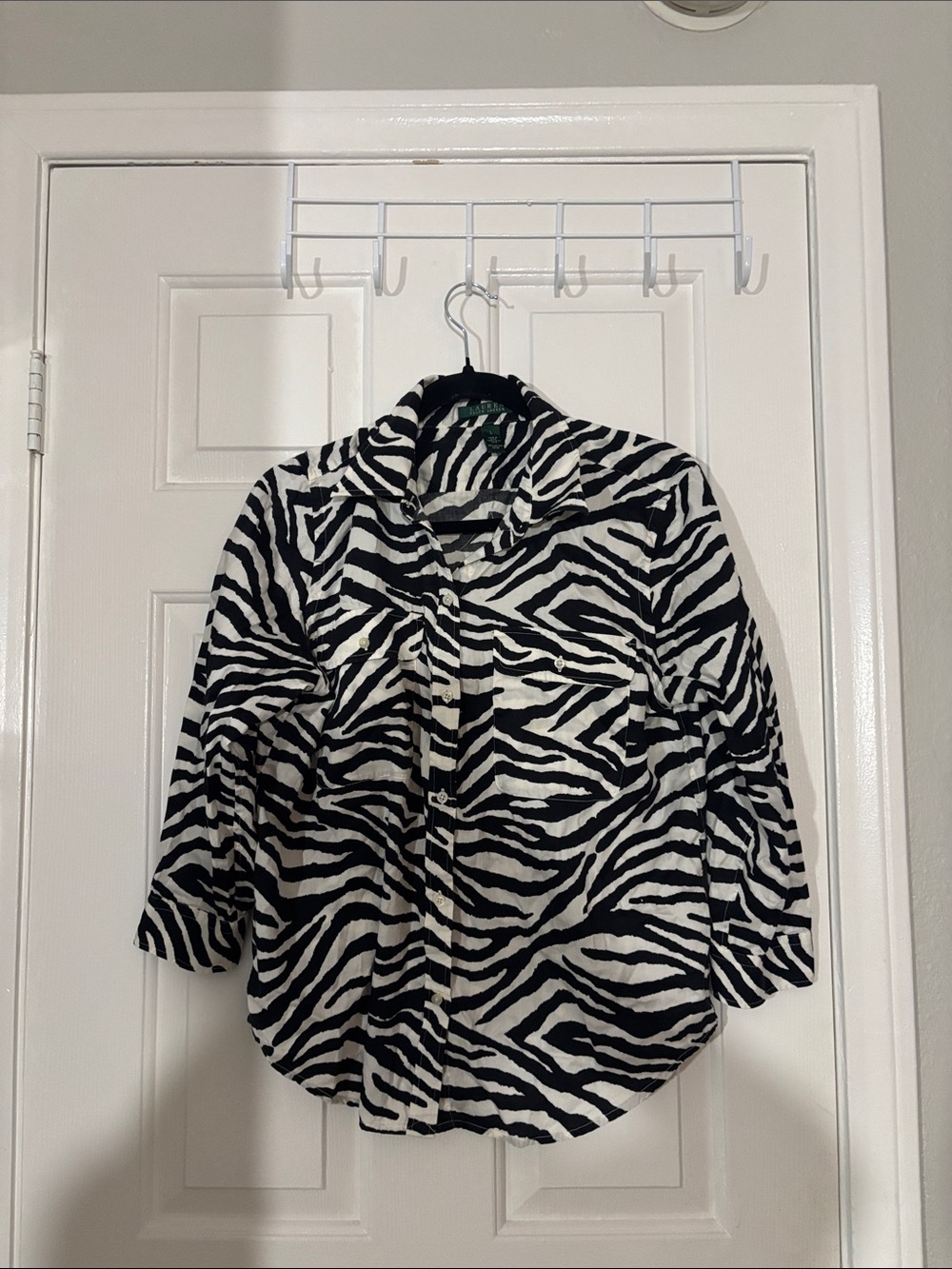 Ralph Lauren Zebra Print Button-Down Shirt - Black & White